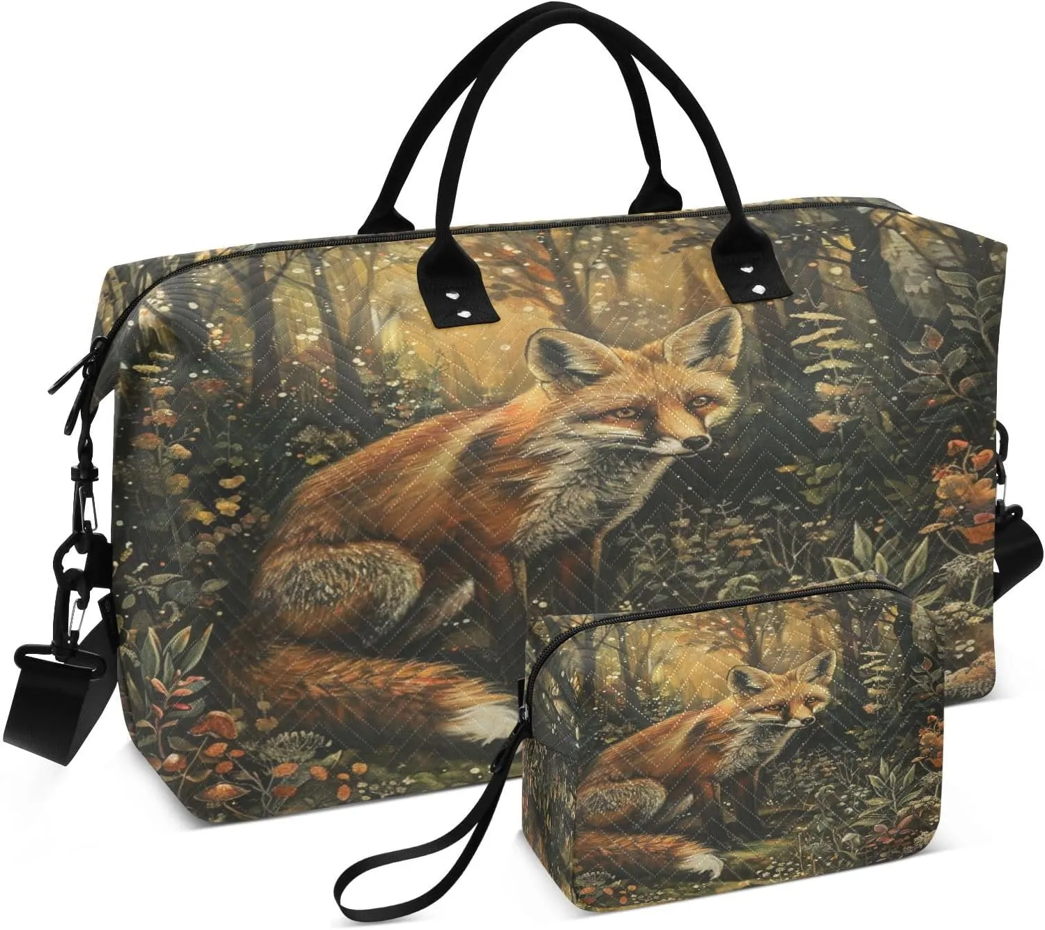 ALAZA Fox in The Forest Travel Duffel Bag Gym Bag Sports Tote Bag Weekender Overnight Travel Bag for Women Men Business Trip Workout