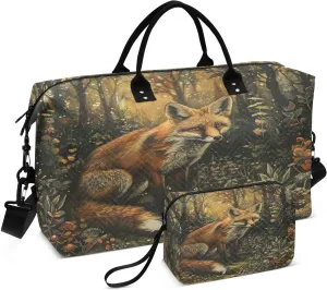 ALAZA Fox in The Forest Travel Duffel Bag Gym Bag Sports Tote Bag Weekender Overnight Travel Bag for Women Men Business Trip Workout