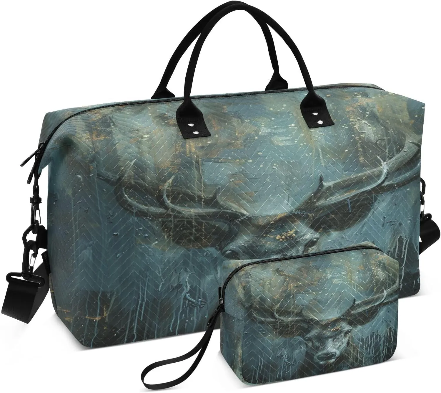ALAZA Retro Style Deer Forest Travel Duffel Bag Gym Bag Sports Tote Bag Weekender Overnight Travel Bag for Women Men Business Trip Workout