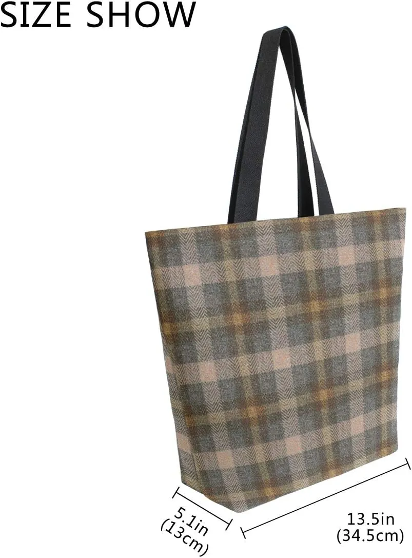 ALAZA Tartan Plaid Pattern Canvas Tote Bag Handbags for Groceries Books