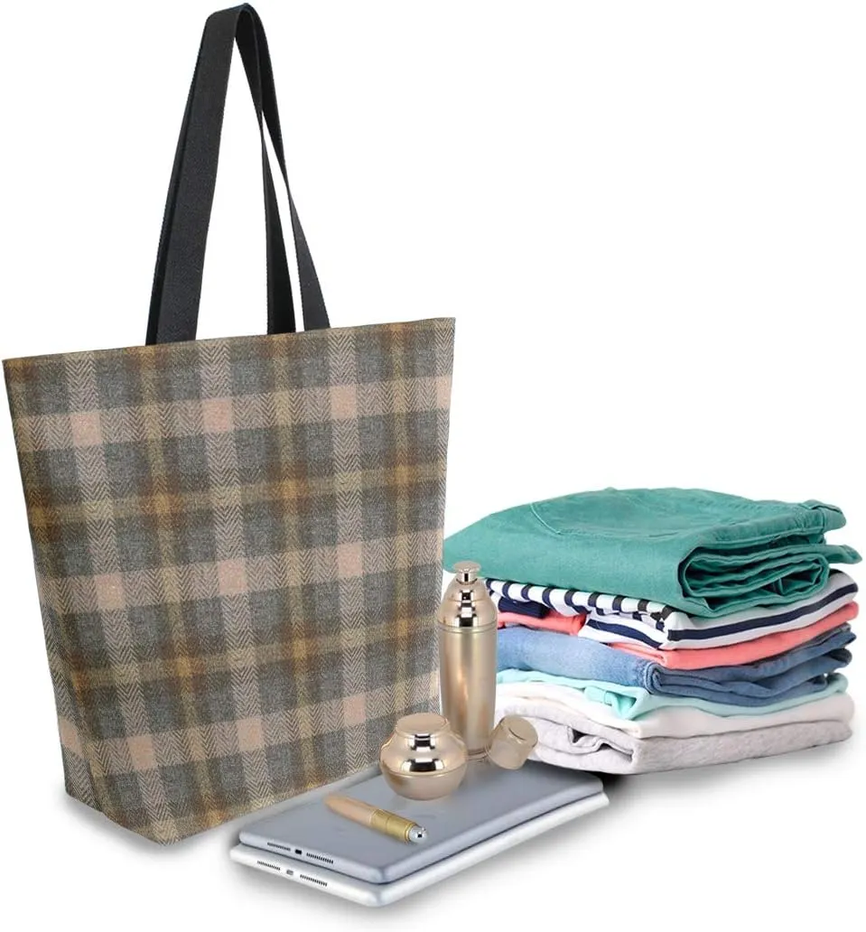 ALAZA Tartan Plaid Pattern Canvas Tote Bag Handbags for Groceries Books