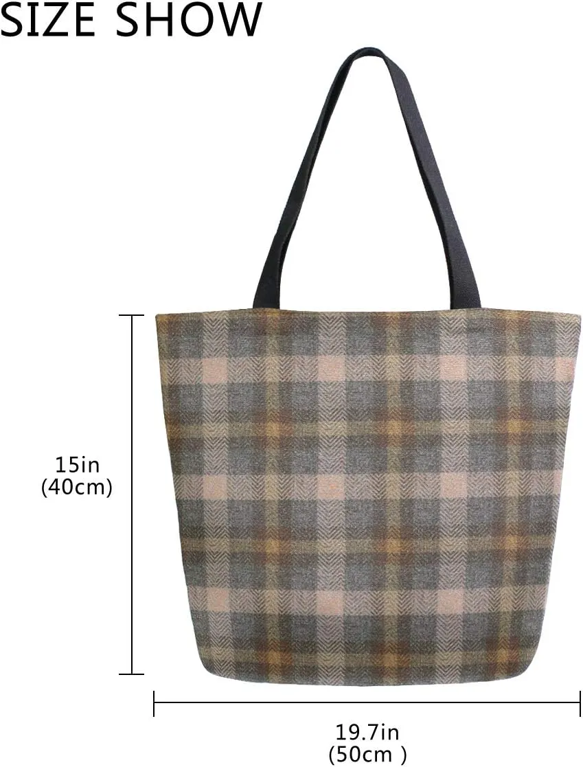 ALAZA Tartan Plaid Pattern Canvas Tote Bag Handbags for Groceries Books