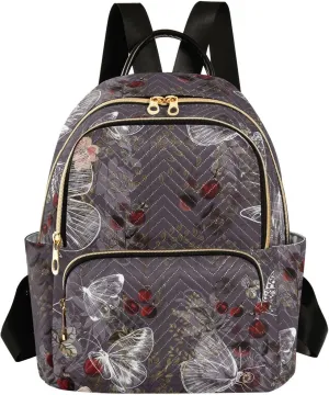 ALAZA Vintage Plants Butterfly Women’s Backpack Purse Causal Daypack Work Travel College Business Trip Bag Shoulder Bag