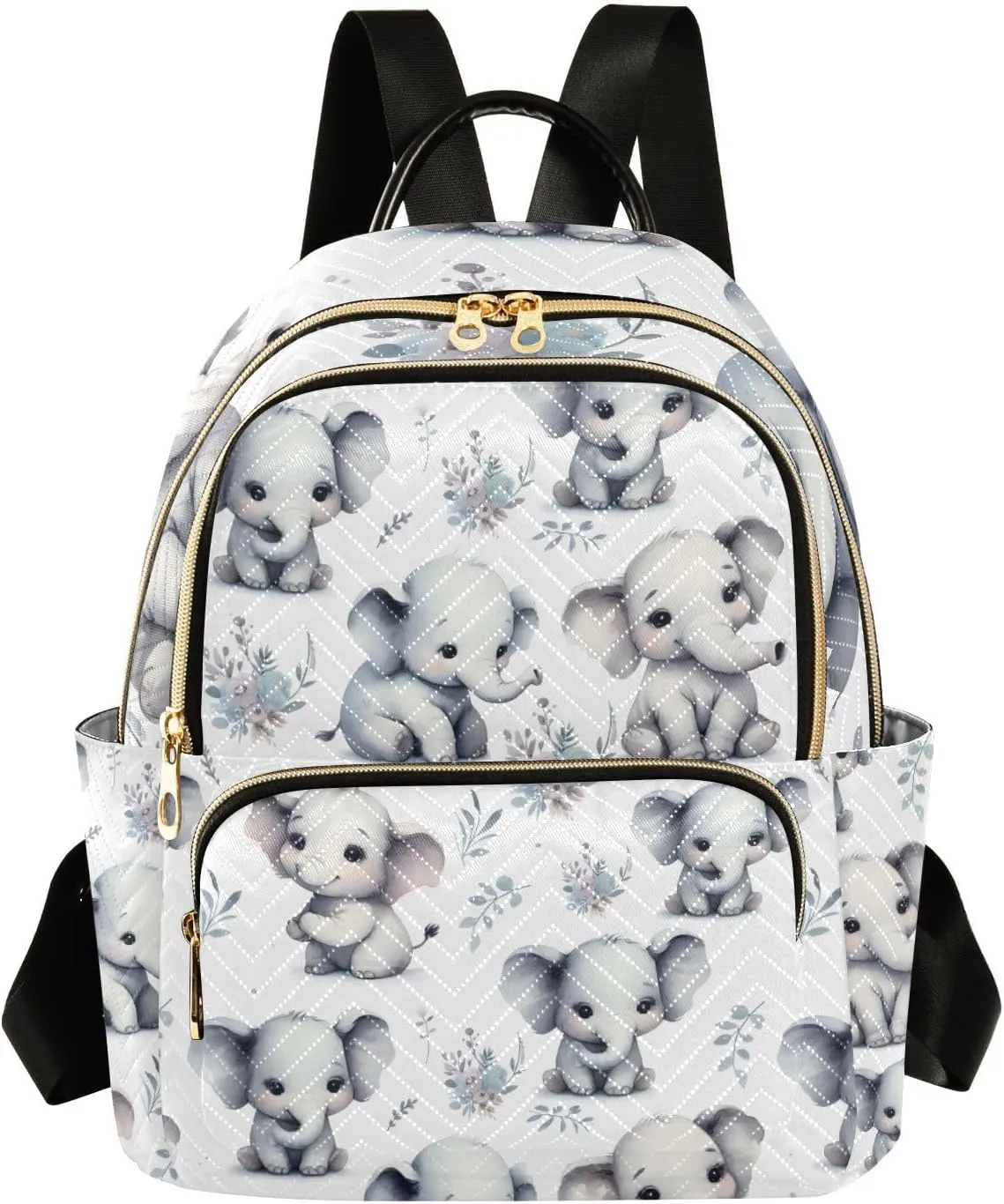 ALAZA Women Mini Backpack Purse Bag Lightweight Casual Daily Travel Backpack Cute Elephant Back Pack Fashion Multipurpose Shoulder Bag