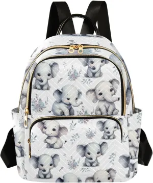 ALAZA Women Mini Backpack Purse Bag Lightweight Casual Daily Travel Backpack Cute Elephant Back Pack Fashion Multipurpose Shoulder Bag