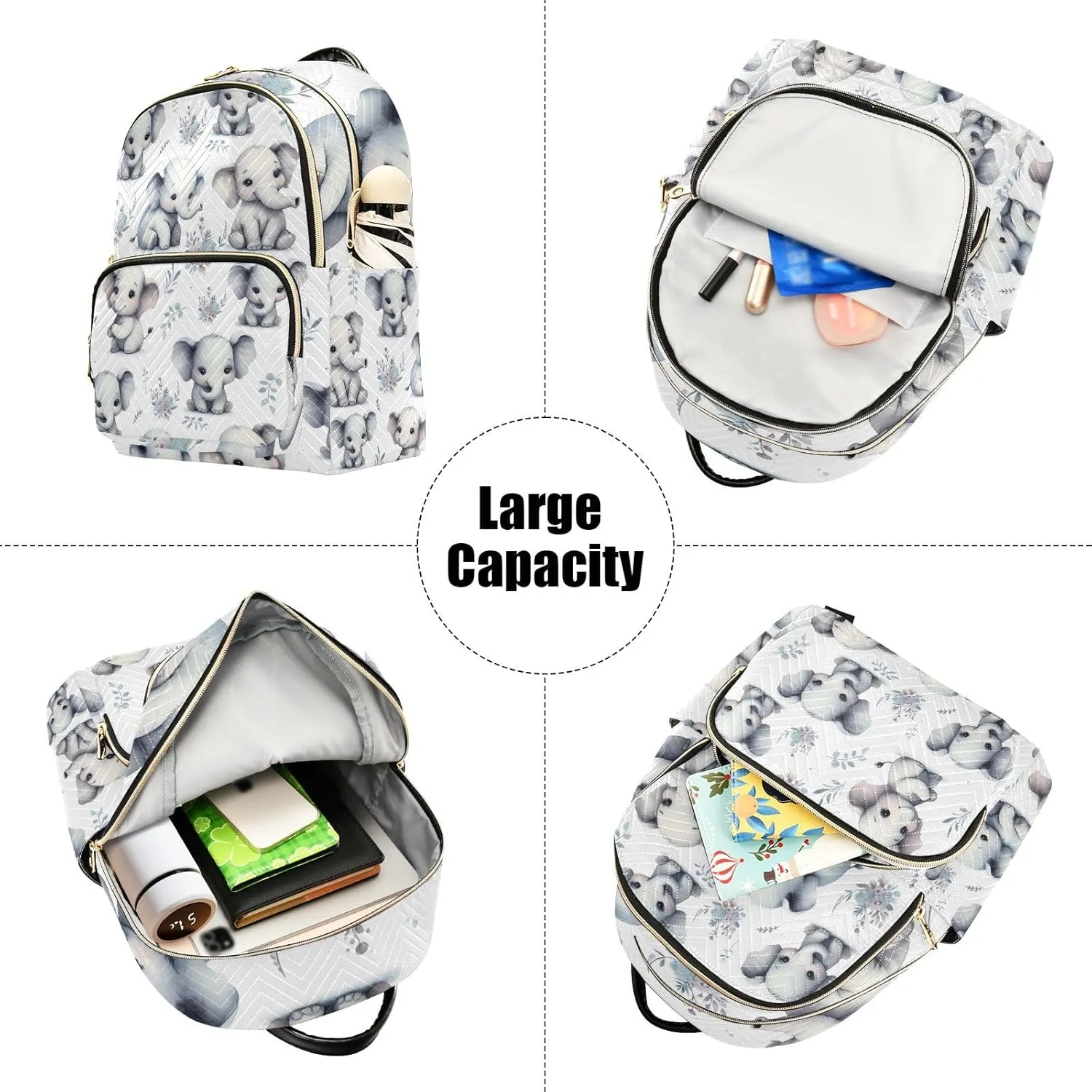 ALAZA Women Mini Backpack Purse Bag Lightweight Casual Daily Travel Backpack Cute Elephant Back Pack Fashion Multipurpose Shoulder Bag