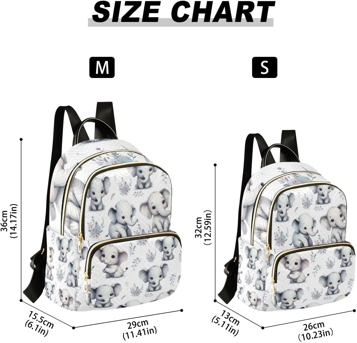ALAZA Women Mini Backpack Purse Bag Lightweight Casual Daily Travel Backpack Cute Elephant Back Pack Fashion Multipurpose Shoulder Bag