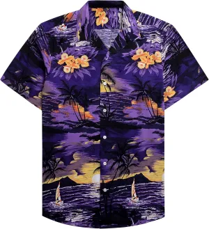 Alimens & Gentle Hawaiian Shirt for Men Summer Beach Casual Short Sleeve Button Down Shirts Printed Tropical Vacation Shirts