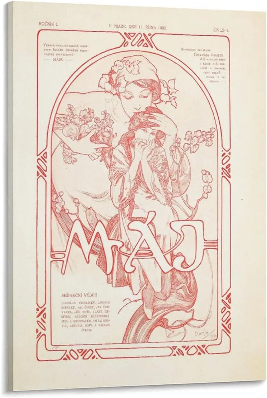 Alphonse Mucha_Máje (1902) Poster Gifts Canvas Painting Poster Wall Art Decorative Picture Prints Modern Decor Framed-unframed 16x24inch(40x60cm)