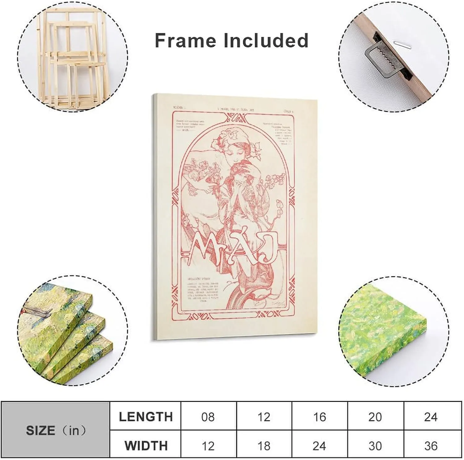 Alphonse Mucha_Máje (1902) Poster Gifts Canvas Painting Poster Wall Art Decorative Picture Prints Modern Decor Framed-unframed 16x24inch(40x60cm)