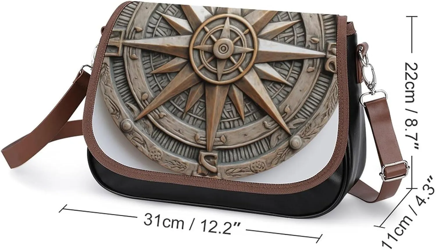 Ancient Compass Sign Crossbody Bag Leather Crossbody Bag