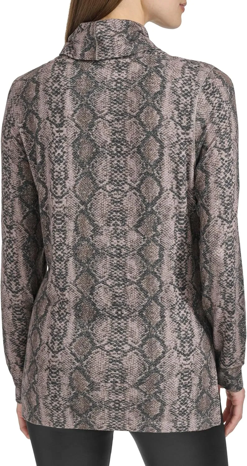 Andrew Marc Women's Long Sleeve Relaxed Turtle Neck Shirt