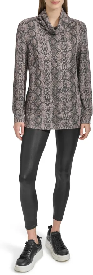 Andrew Marc Women's Long Sleeve Relaxed Turtle Neck Shirt