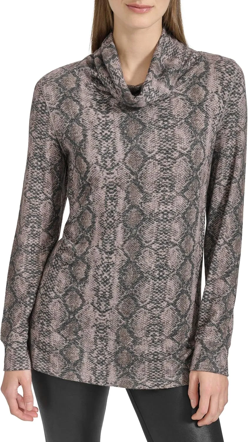 Andrew Marc Women's Long Sleeve Relaxed Turtle Neck Shirt