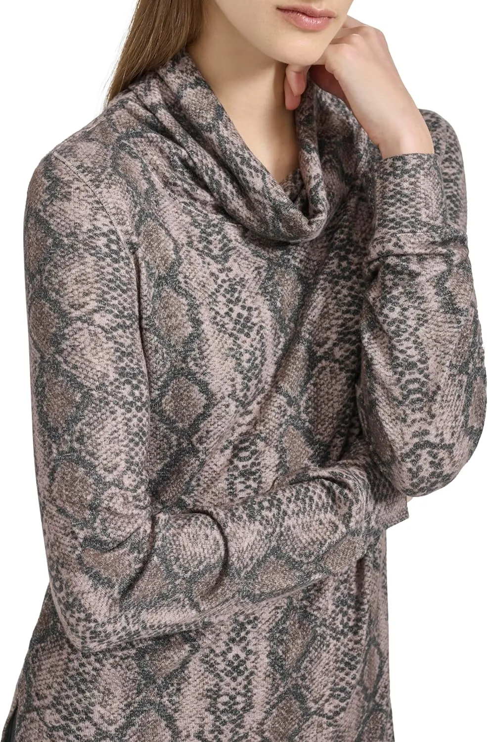 Andrew Marc Women's Long Sleeve Relaxed Turtle Neck Shirt