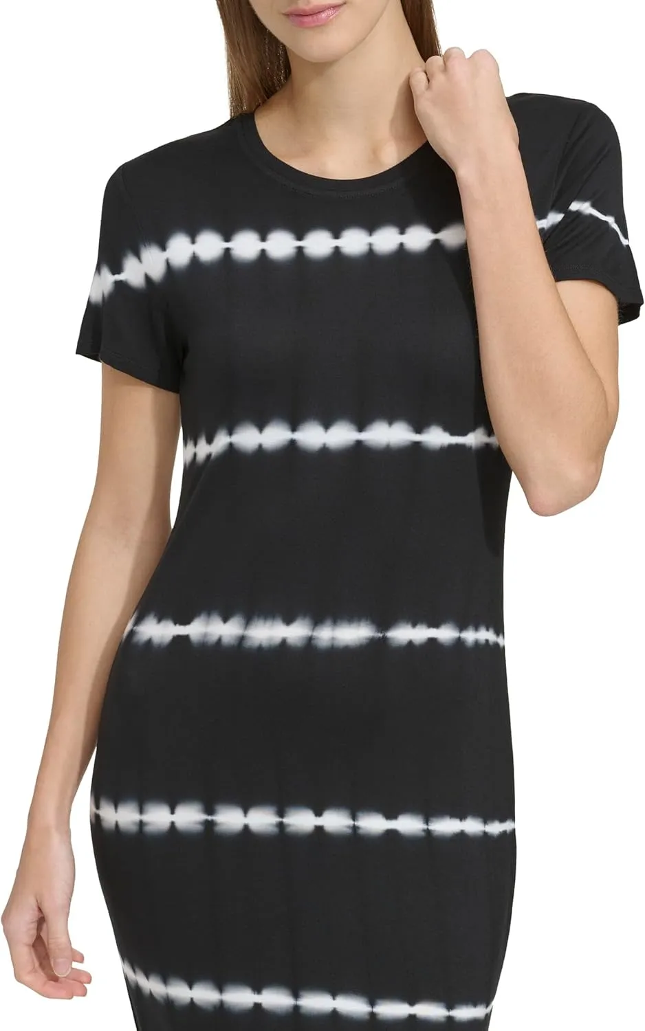 Andrew Marc Women's Short Sleeve Printed Midi Dress with Slits