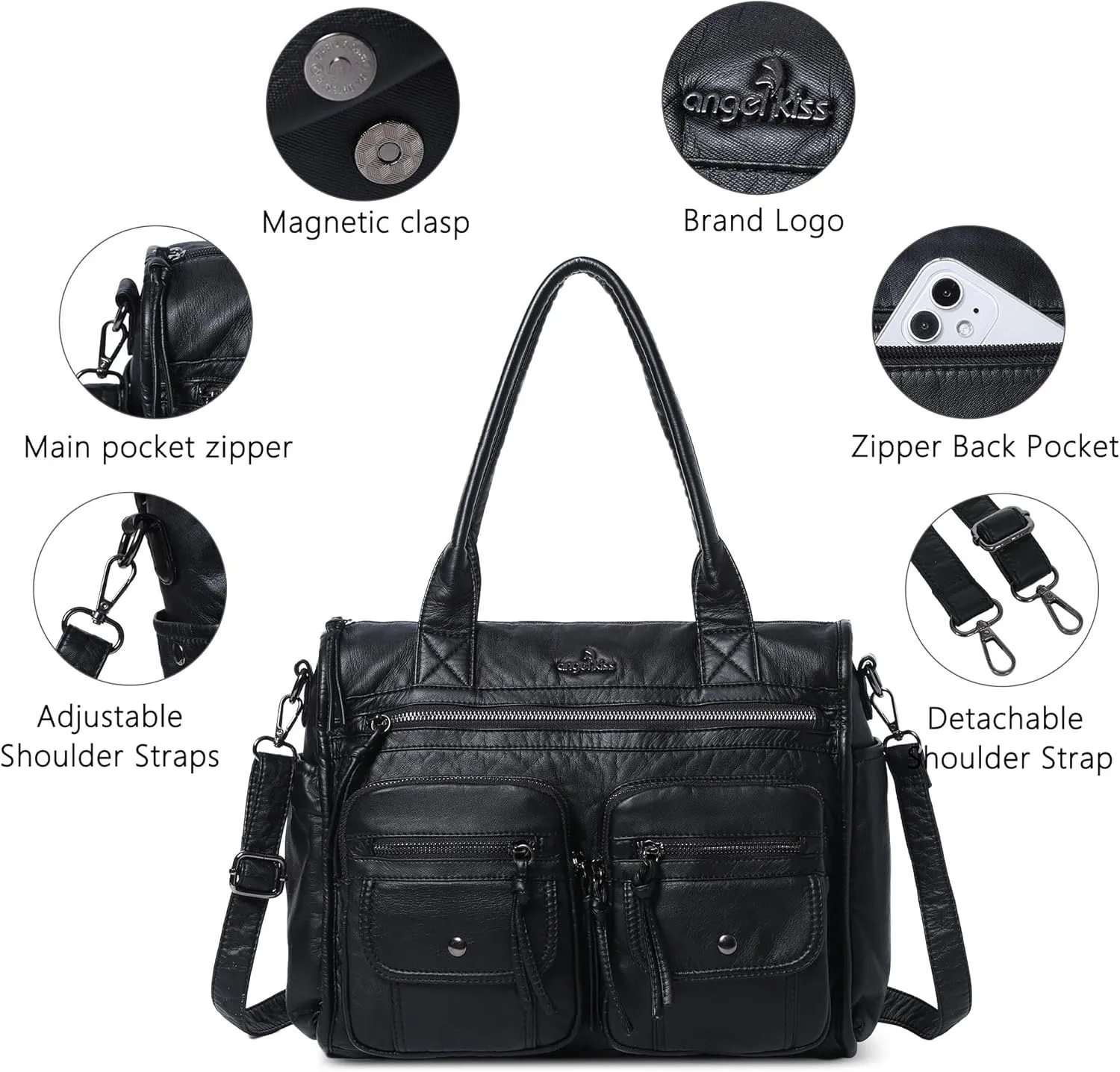 Angelkiss Purses and Handbag for Women Soft Leather Hobo Bags Satchel Shoulder Bags Ladies Tote Crossbody Bag