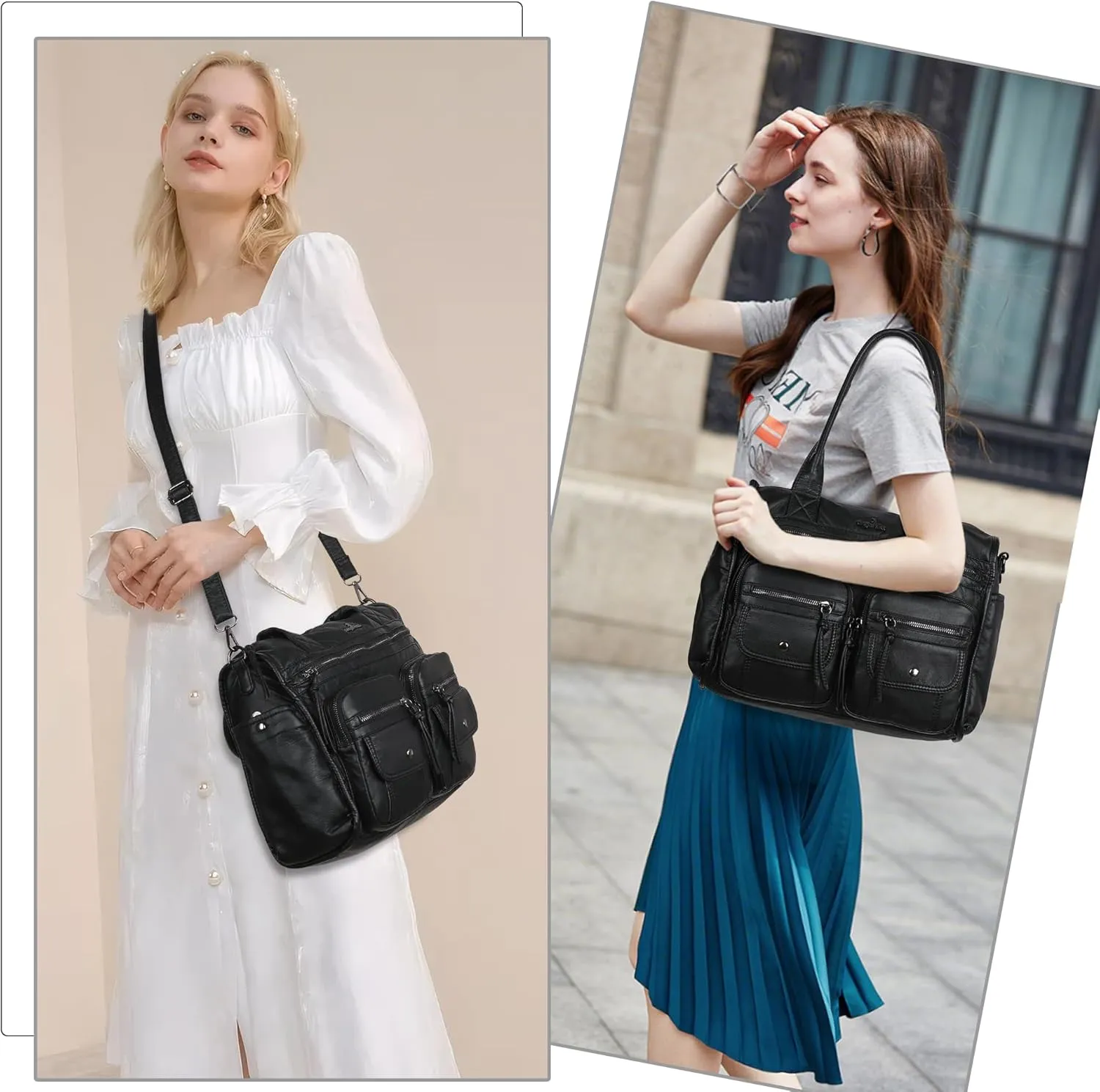Angelkiss Purses and Handbag for Women Soft Leather Hobo Bags Satchel Shoulder Bags Ladies Tote Crossbody Bag