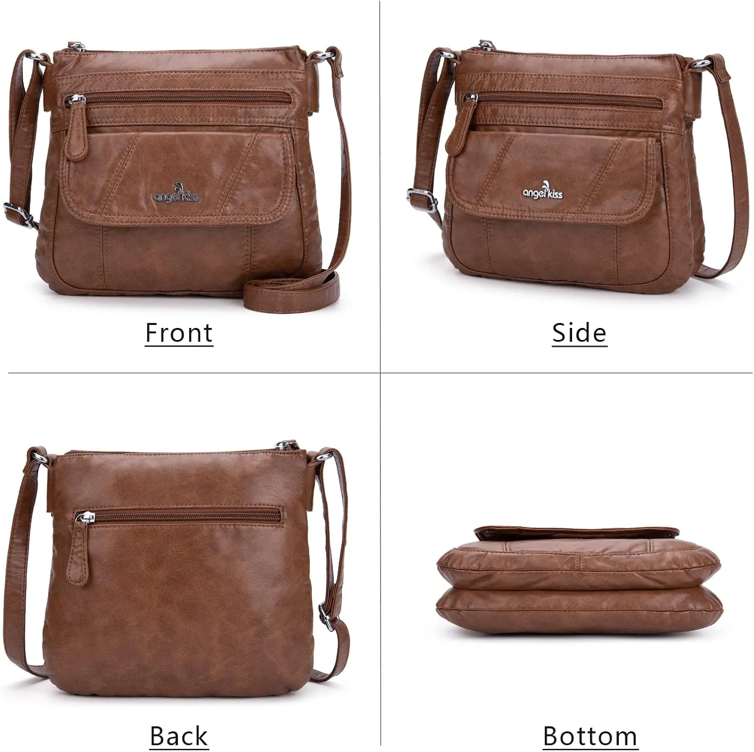 Angelkiss Small Womens Crossbody Bag Leather Shoulder Purse for Women Hobo Bag with Adjustable Shoulder Strap