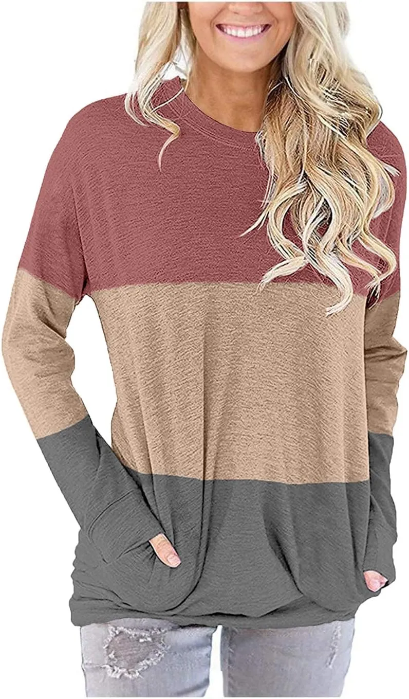 Angerella Women's Casual Loose Fit Pocket Shirts Printed Tops