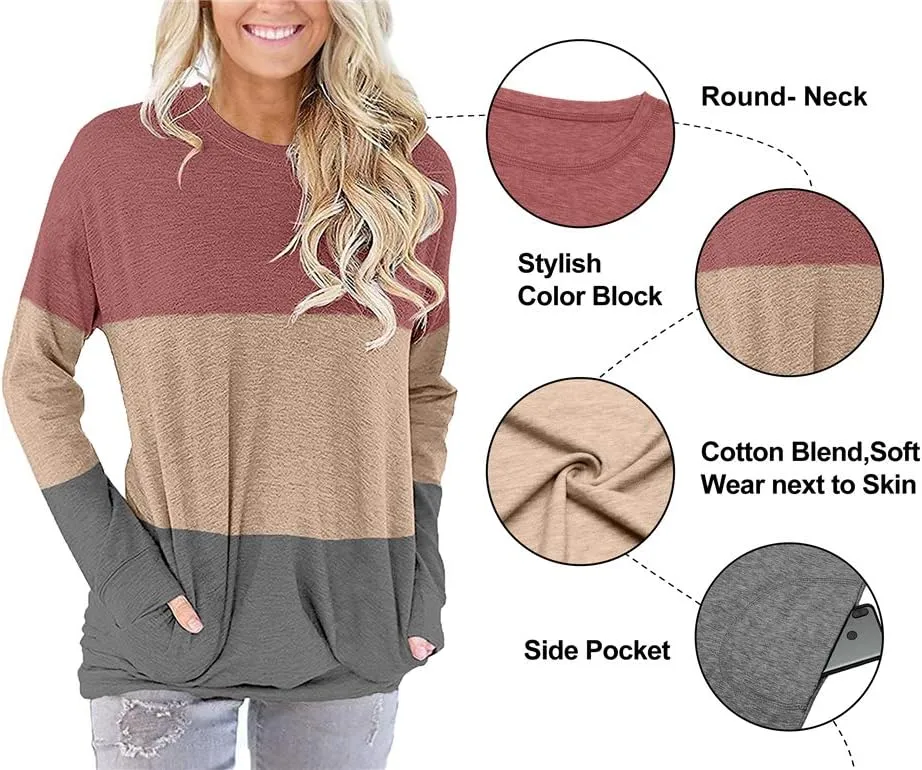 Angerella Women's Casual Loose Fit Pocket Shirts Printed Tops