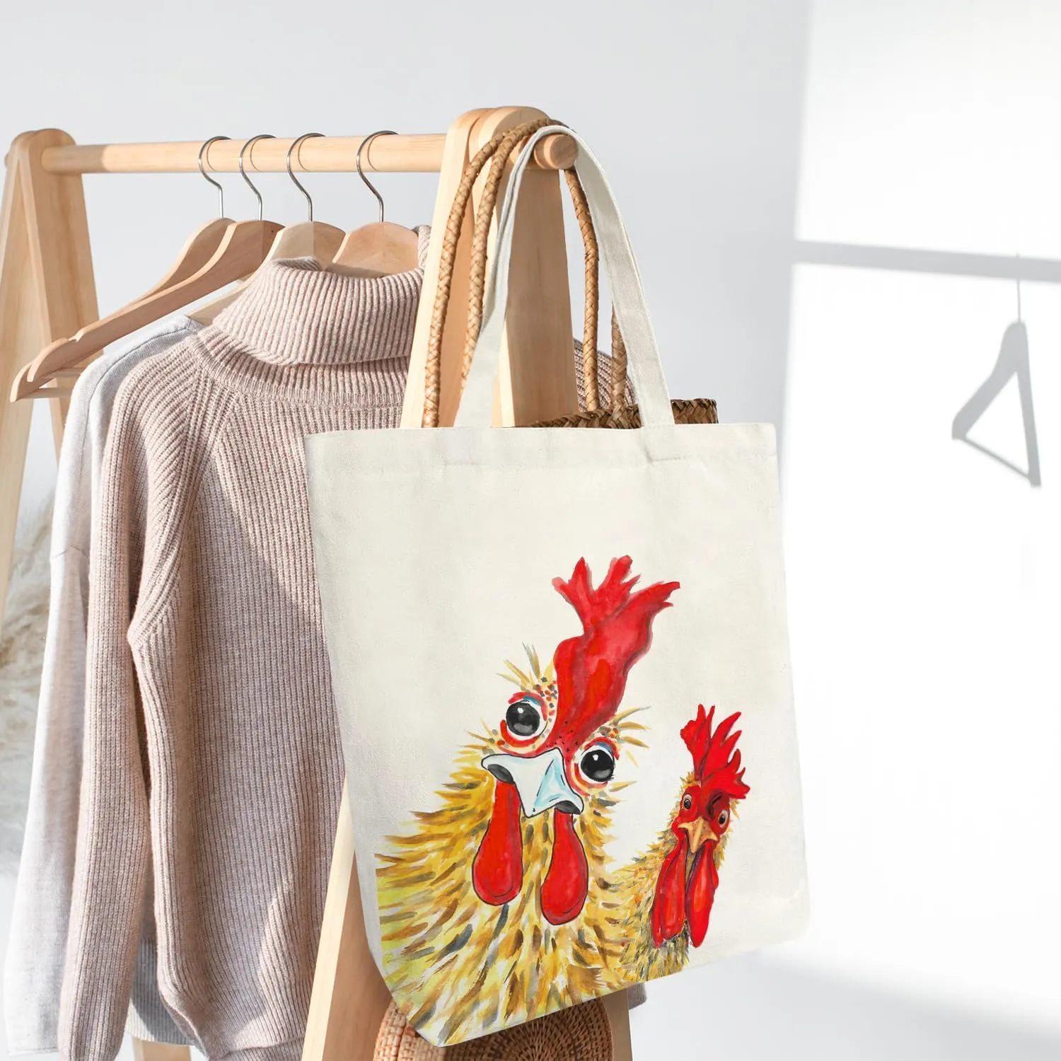 Animal Canvas Tote Bags for Women - Large Capacity Shopping and Reusable Grocery Bags