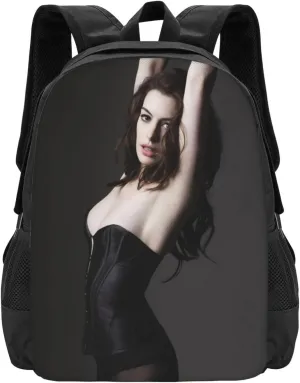 Anne Actor Hathaway Backpack Laptop Computer Backpacks Travel Bag Double Shoulder Daypack for Work Hiking 15.6 Inch