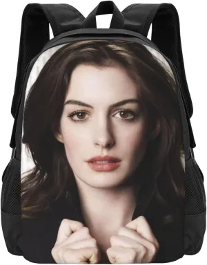 Anne Actor Hathaway Backpack Laptop Computer Backpacks Travel Bag Double Shoulder Daypack for Work Hiking 15.6 Inch