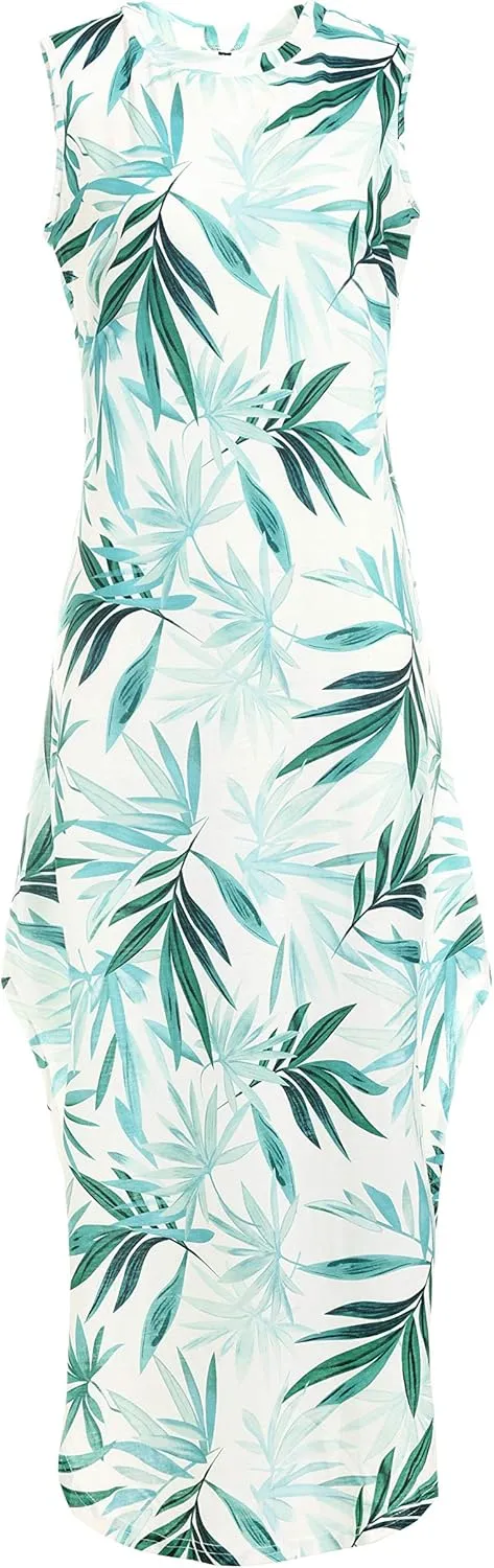 ANRABESS Women Casual Loose Sundress Sleeveless Split Maxi Long Beach Shirt Dress Travel Vacation 2025 Summer Outfits