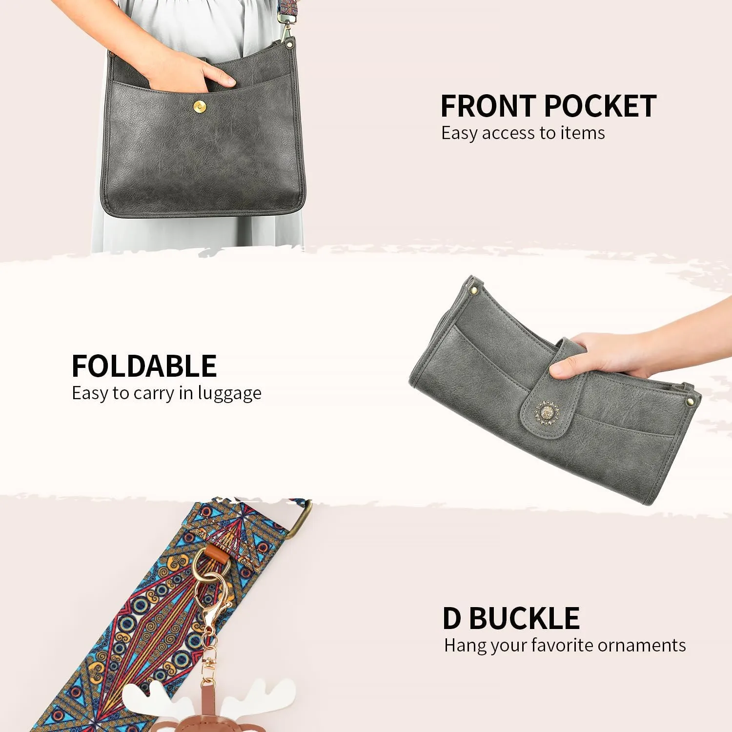 APHISON Crossbody Bags For Women Trendy 2PCS Vegan Leather Hobo Handbags Purses Wallet Set Shoulder Bucket Bag with 2 Strap