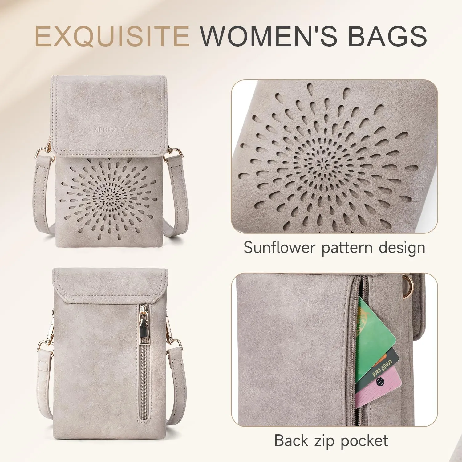 APHISON Small Crossbody Bags for Women Trendy, Leather Crossbody Phone Purses Handbags with Adjustable Strap