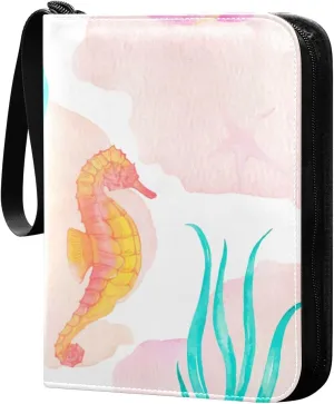 Aquarium Print Card Collector Holder for Collectible Boys Girls Game Sports Cards MTG TCG, 4 Pockets Trading Card Folder Zip Card Binder, FYGJRFTJ6958