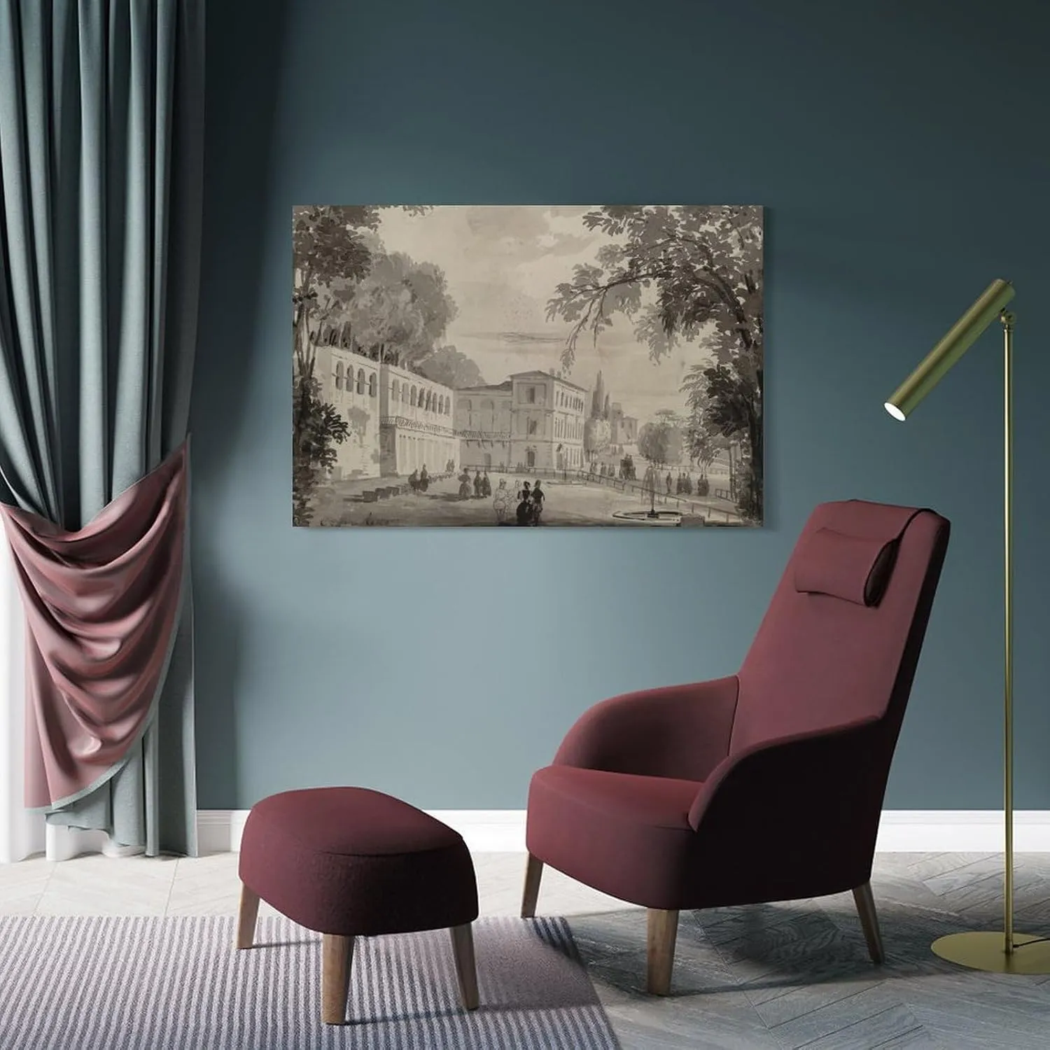 Aranciera of The Villa Borghese by Ippolito·Caffi Poster Decorative Painting Canvas Wall Art Living Room Posters Bedroom Painting 16x24inch(40x60cm)