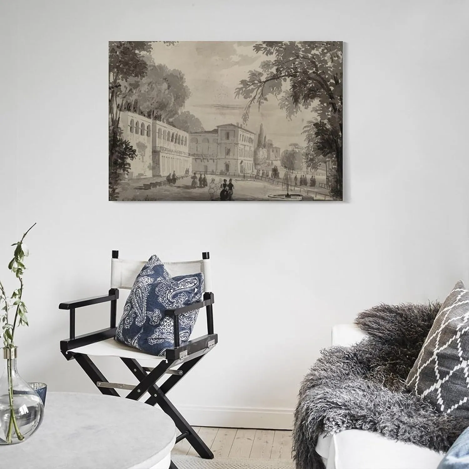 Aranciera of The Villa Borghese by Ippolito·Caffi Poster Decorative Painting Canvas Wall Art Living Room Posters Bedroom Painting 16x24inch(40x60cm)