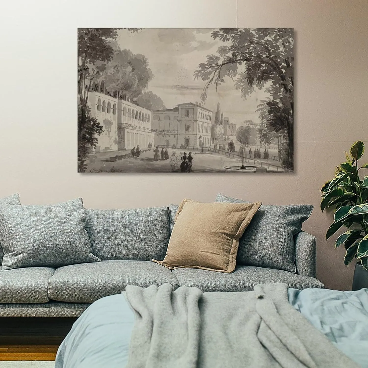 Aranciera of The Villa Borghese by Ippolito·Caffi Poster Decorative Painting Canvas Wall Art Living Room Posters Bedroom Painting 16x24inch(40x60cm)