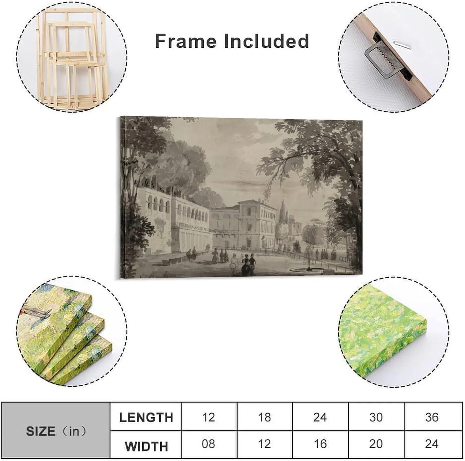Aranciera of The Villa Borghese by Ippolito·Caffi Poster Decorative Painting Canvas Wall Art Living Room Posters Bedroom Painting 16x24inch(40x60cm)