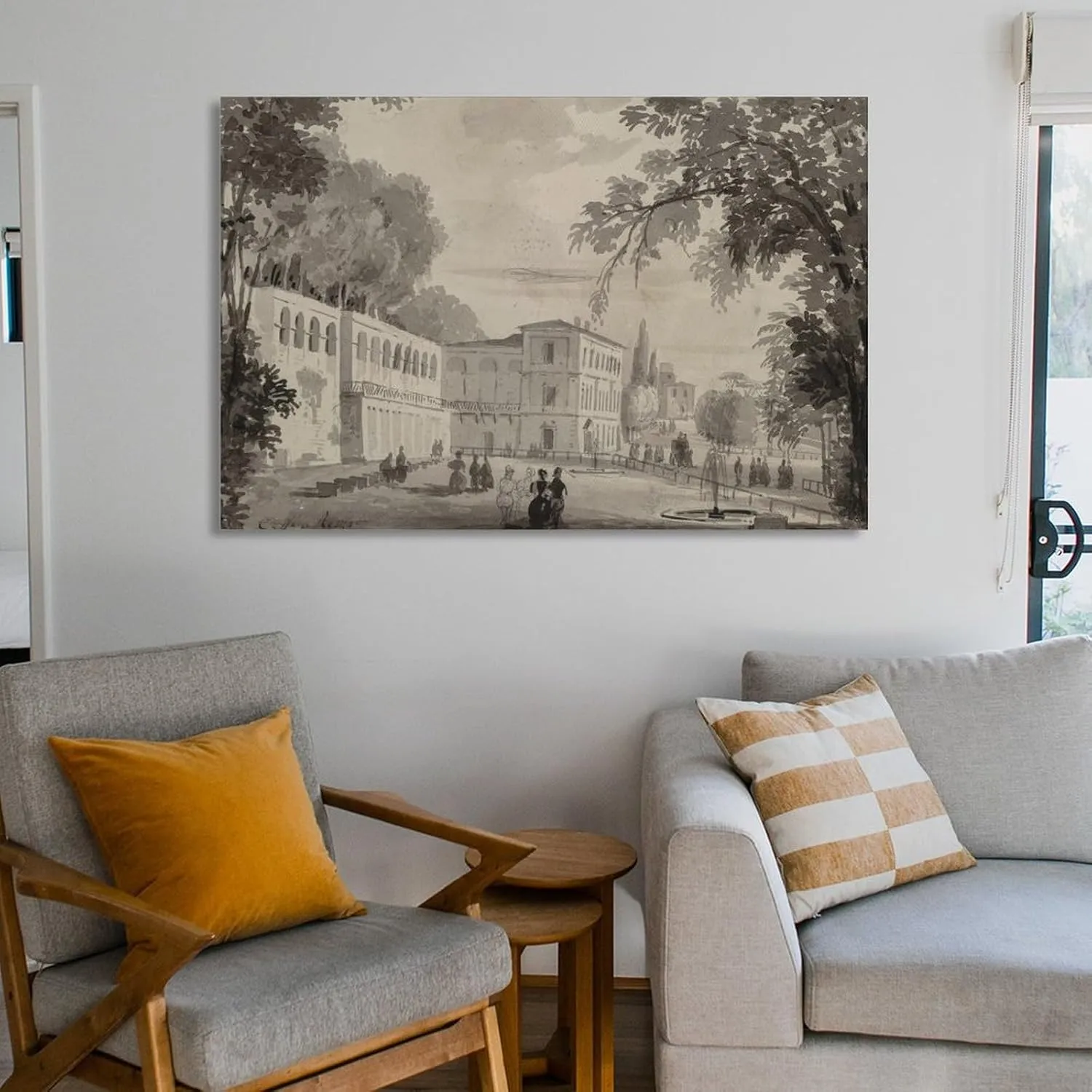 Aranciera of The Villa Borghese by Ippolito·Caffi Poster Decorative Painting Canvas Wall Art Living Room Posters Bedroom Painting 16x24inch(40x60cm)