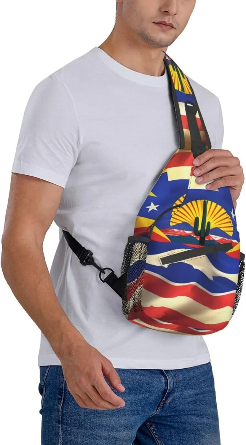Arizona Flag-Standard Unisex Casual Diagonal Chest Bag,Multipurpose Crossbody Shoulder Bag Travel Hiking Daypack