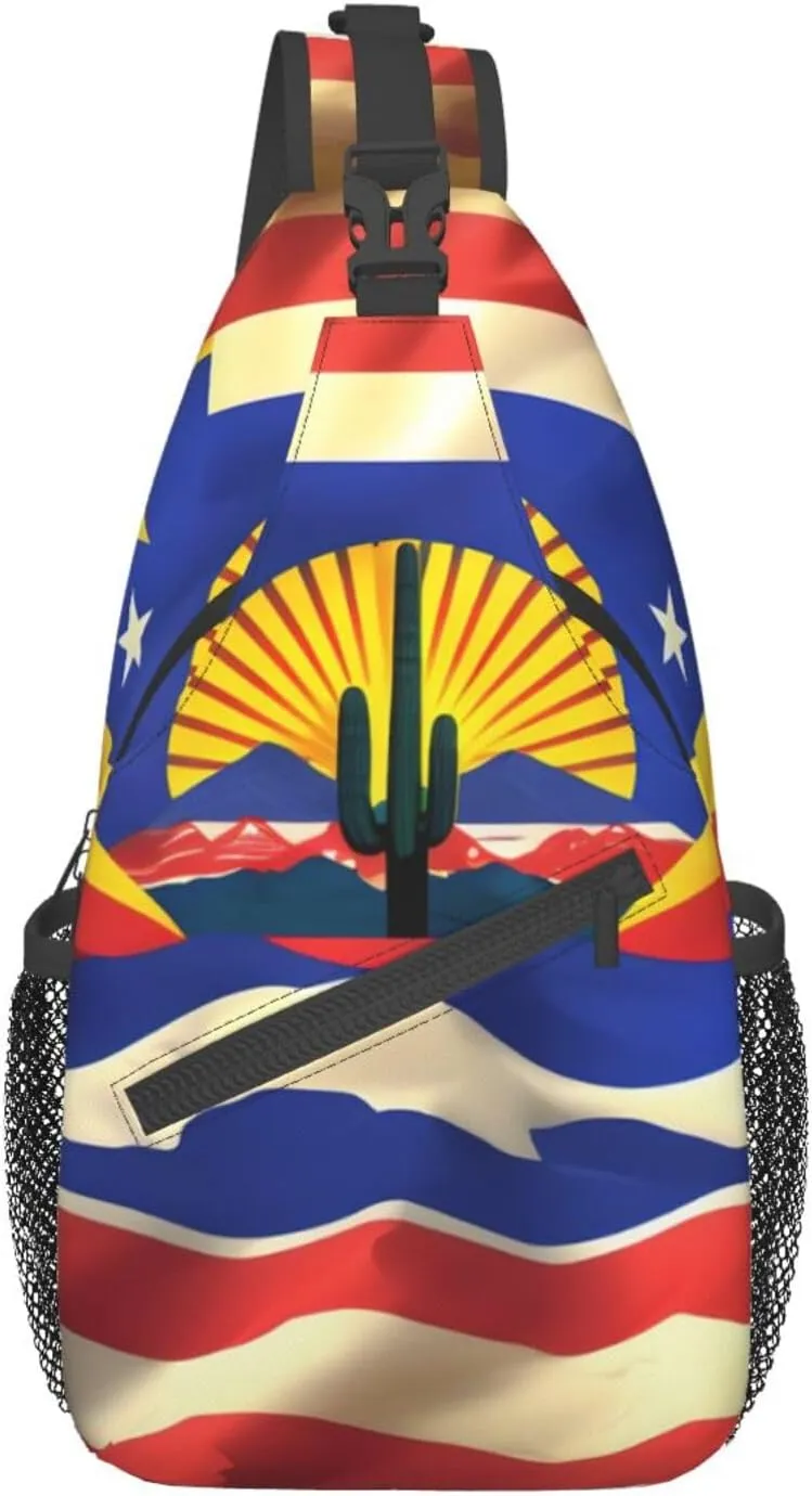 Arizona Flag-Standard Unisex Casual Diagonal Chest Bag,Multipurpose Crossbody Shoulder Bag Travel Hiking Daypack