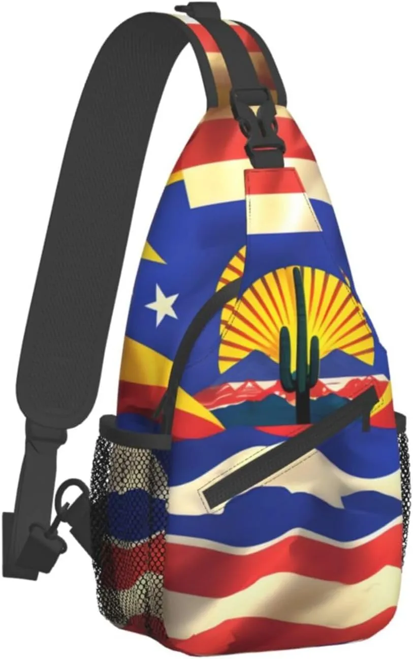 Arizona Flag-Standard Unisex Casual Diagonal Chest Bag,Multipurpose Crossbody Shoulder Bag Travel Hiking Daypack