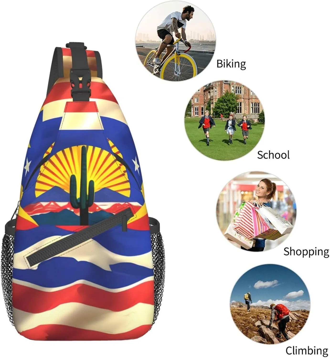 Arizona Flag-Standard Unisex Casual Diagonal Chest Bag,Multipurpose Crossbody Shoulder Bag Travel Hiking Daypack