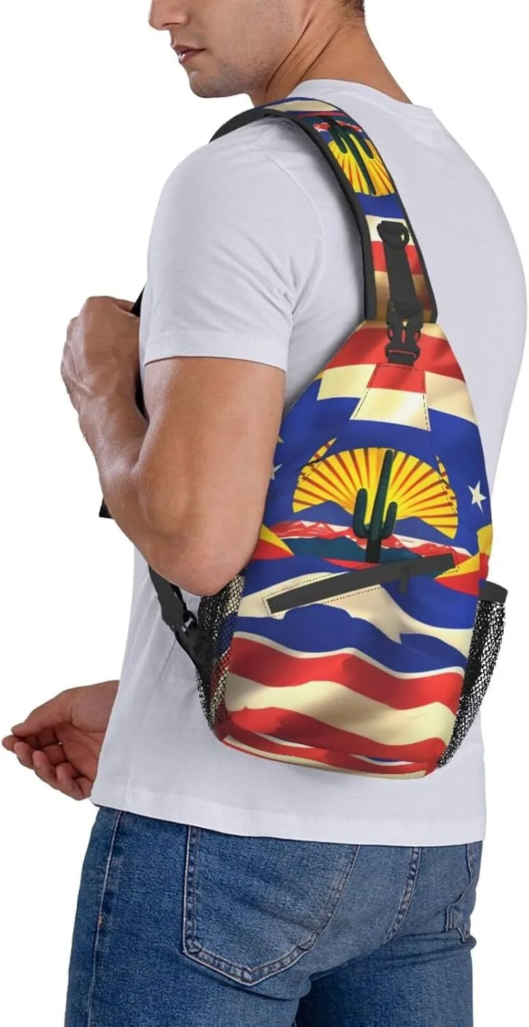 Arizona Flag-Standard Unisex Casual Diagonal Chest Bag,Multipurpose Crossbody Shoulder Bag Travel Hiking Daypack