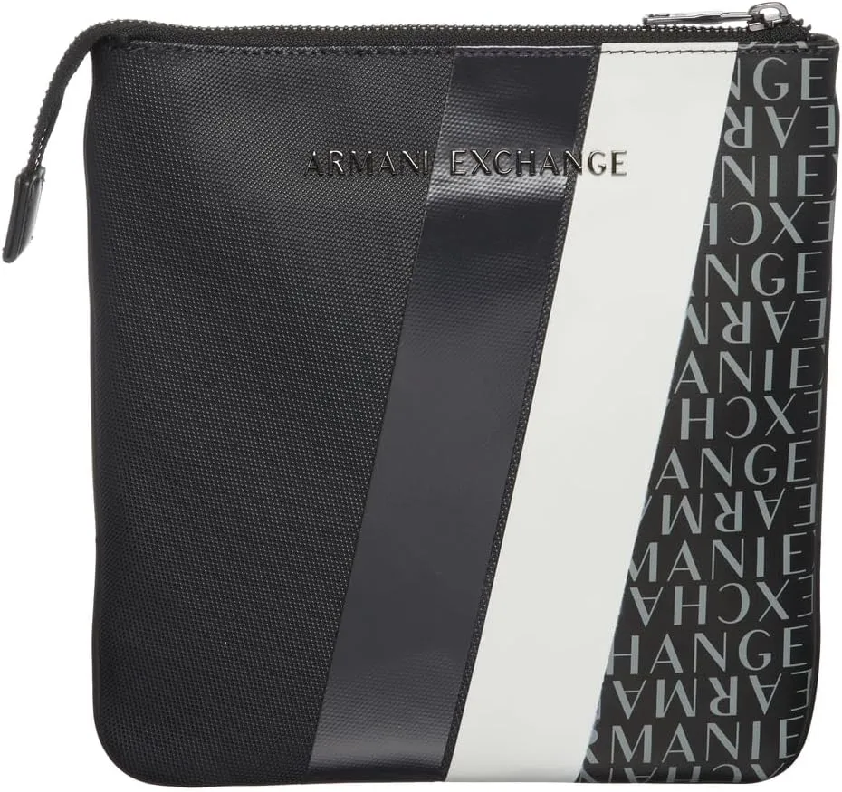 Armani Exchange Men Dylan, Essential, Stripe Detail Flat crossbody, Deep Navy/Deep Navy, One Size
