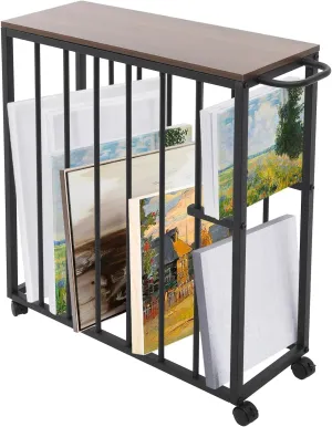 Art Canvas Storage Rack, Drying Painting Canvas Rack with 4 Wheels, Metal Artwork Storage Stand, Iron Storage Stand for Canvas Boards, Panel, Frame, Drawing Board