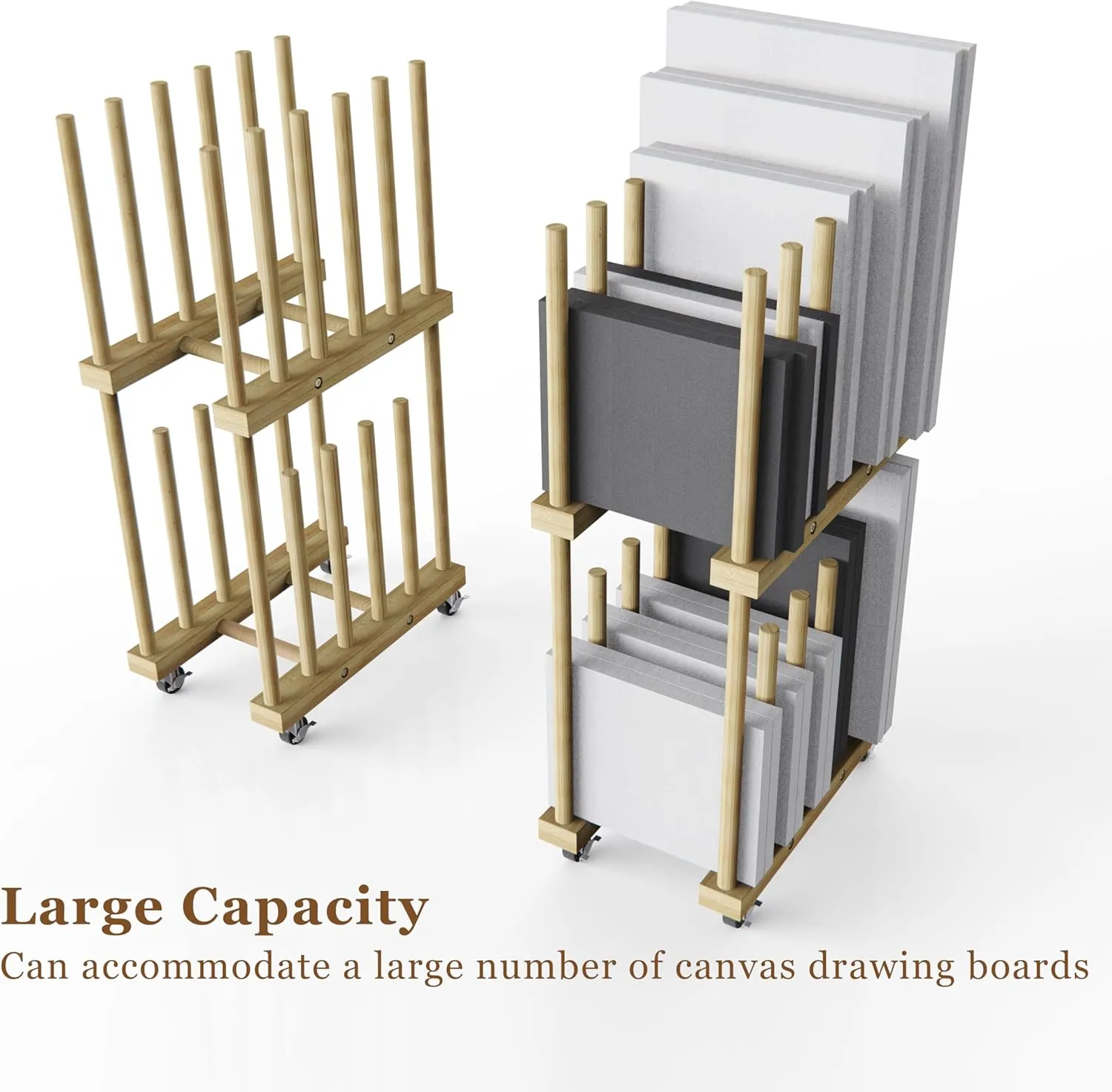 Art Storage Rack With Handle & Caster Wheels for Canvas, Drawing Board, Panel, Paper Pad - Drying Rack for Studios, Artworks, Gallery