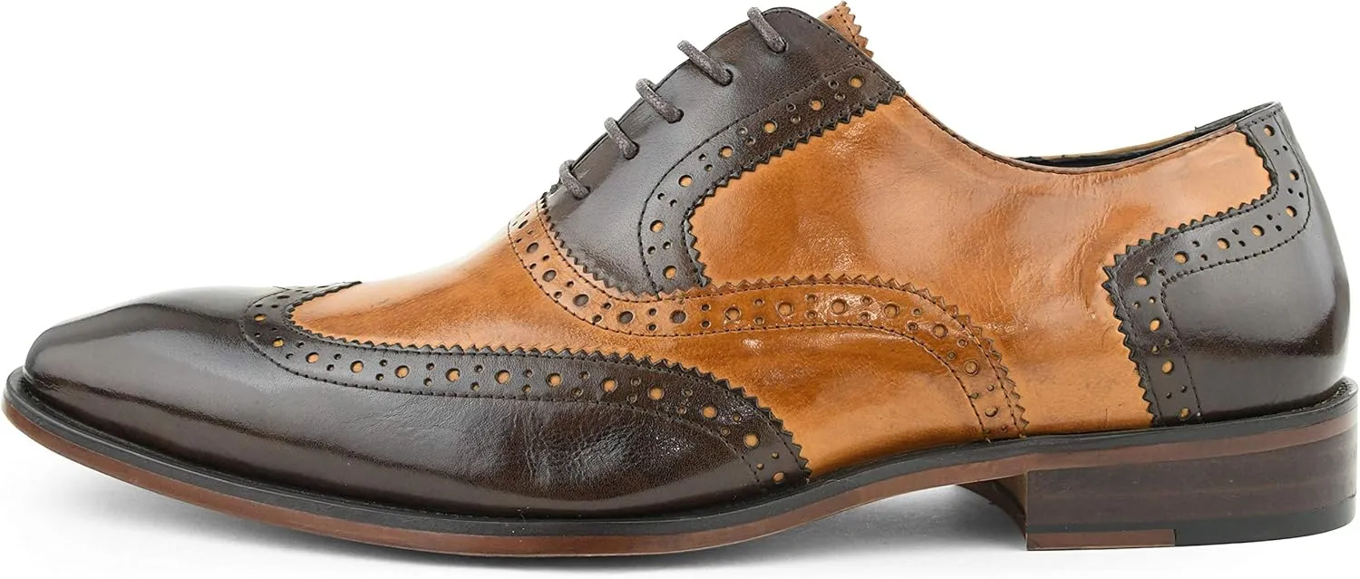 Asher Green AG100 - Men's Dress Shoes - Genuine Calf Leather Wingtip Oxfords - Two Tone and Multi Tone Mens Dress Shoes