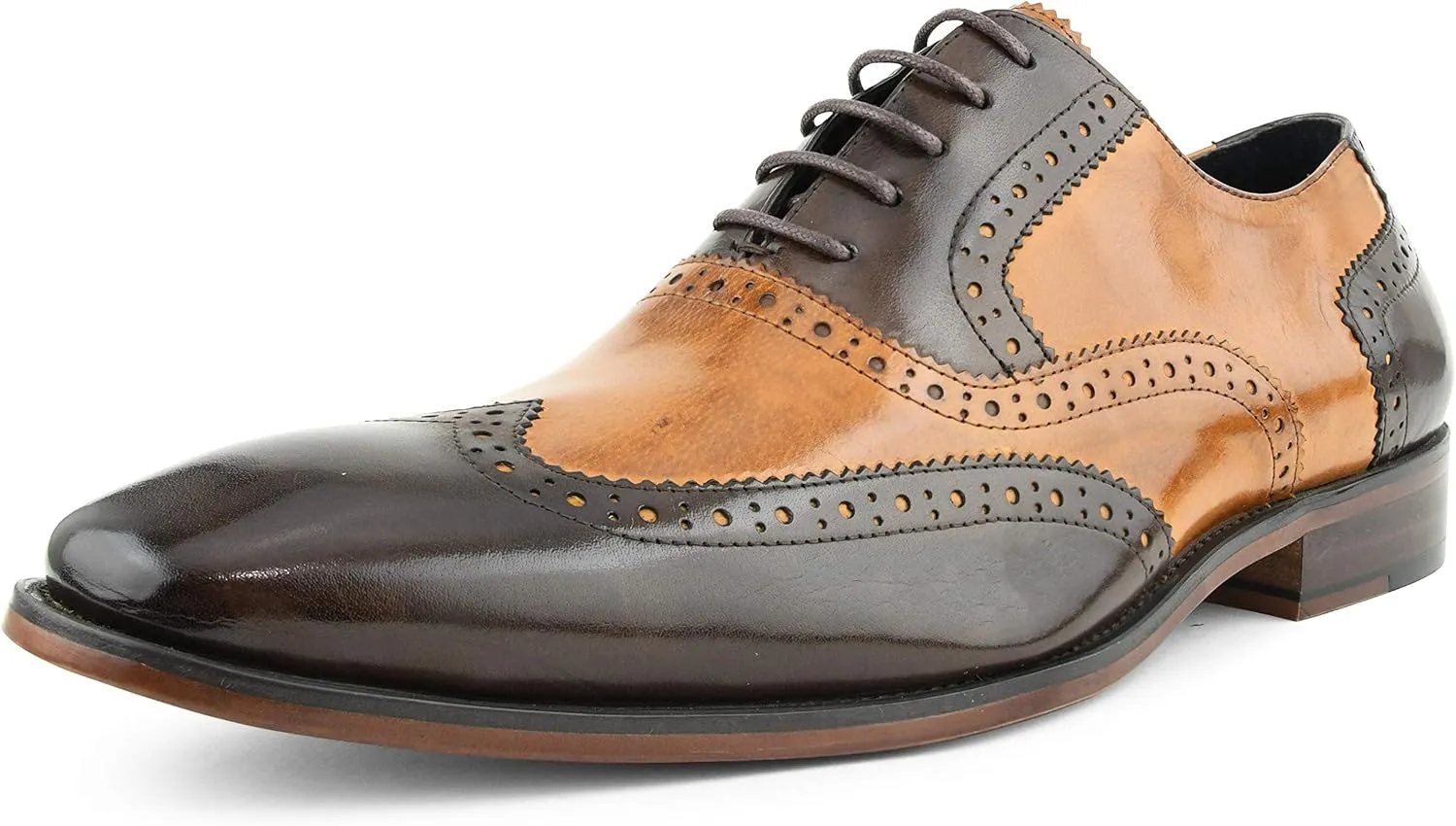 Asher Green AG100 - Men's Dress Shoes - Genuine Calf Leather Wingtip Oxfords - Two Tone and Multi Tone Mens Dress Shoes