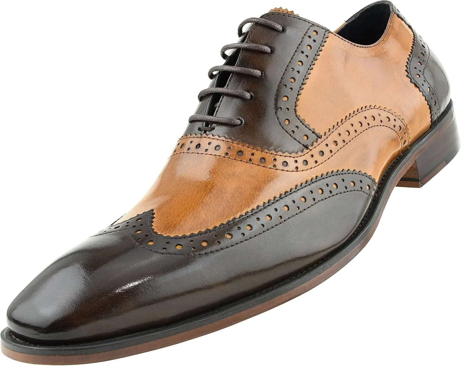 Asher Green AG100 - Men's Dress Shoes - Genuine Calf Leather Wingtip Oxfords - Two Tone and Multi Tone Mens Dress Shoes