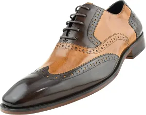 Asher Green AG100 - Men's Dress Shoes - Genuine Calf Leather Wingtip Oxfords - Two Tone and Multi Tone Mens Dress Shoes