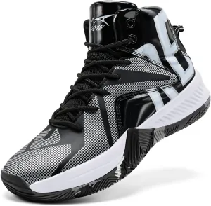 ASHION Unisex Kids Basketball Shoes Air Boys Girls High Top Sneakers Breathable Outdoor Cushioning Athletic Shoes